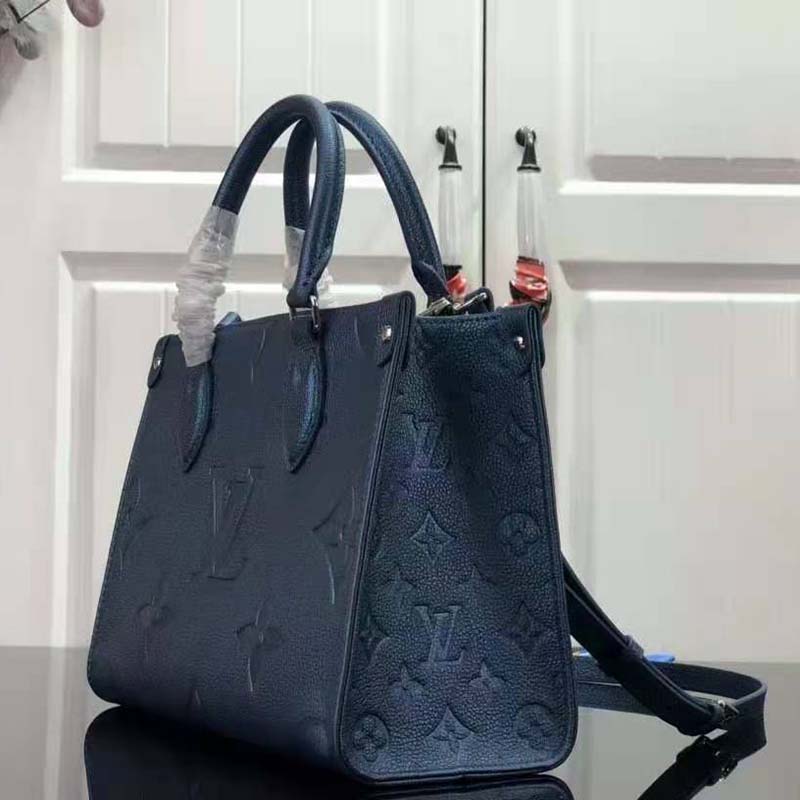 Louis+Vuitton+OnTheGo+Tote+PM+Navy+Nacre+Leather for sale online