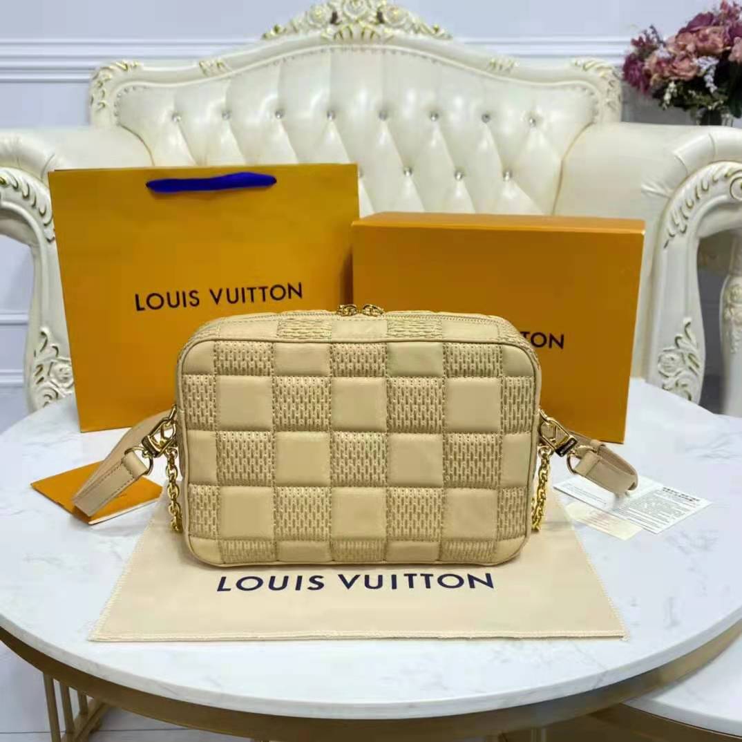 Louis Vuitton Pochette Troca Bag Damier Quilt Lamb Leather With Gold C –  EliteLaza