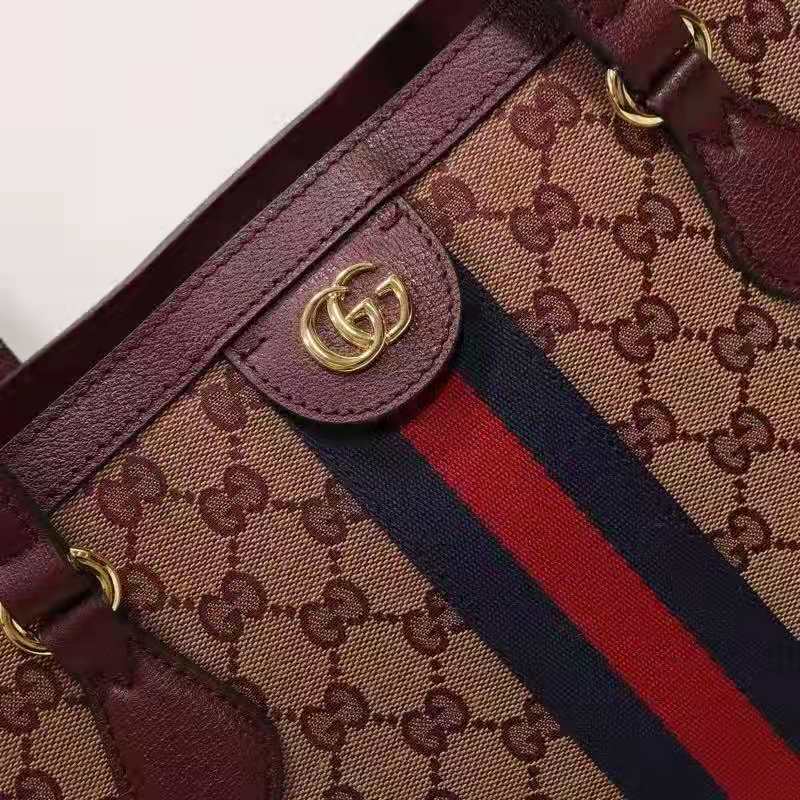 Gucci Monogram Medium Ophidia Shopping Tote Sahara Rubino Burgundy – Queen  Bee of Beverly Hills
