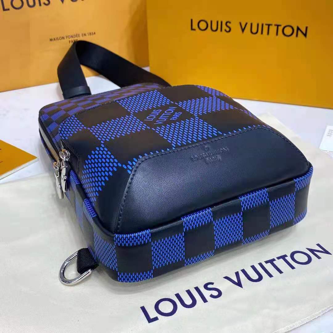 Louis Vuitton LV avenue bandolera infini 3D Azul Cuero ref.251352