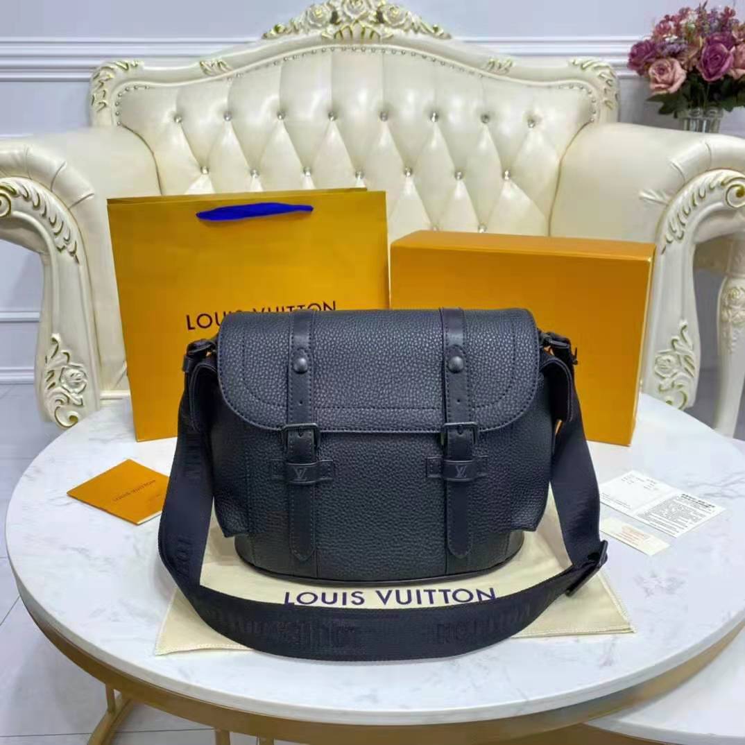 Louis Vuitton Black & Orange Taurillon Leather Monogram Christopher Ba –  Savonches