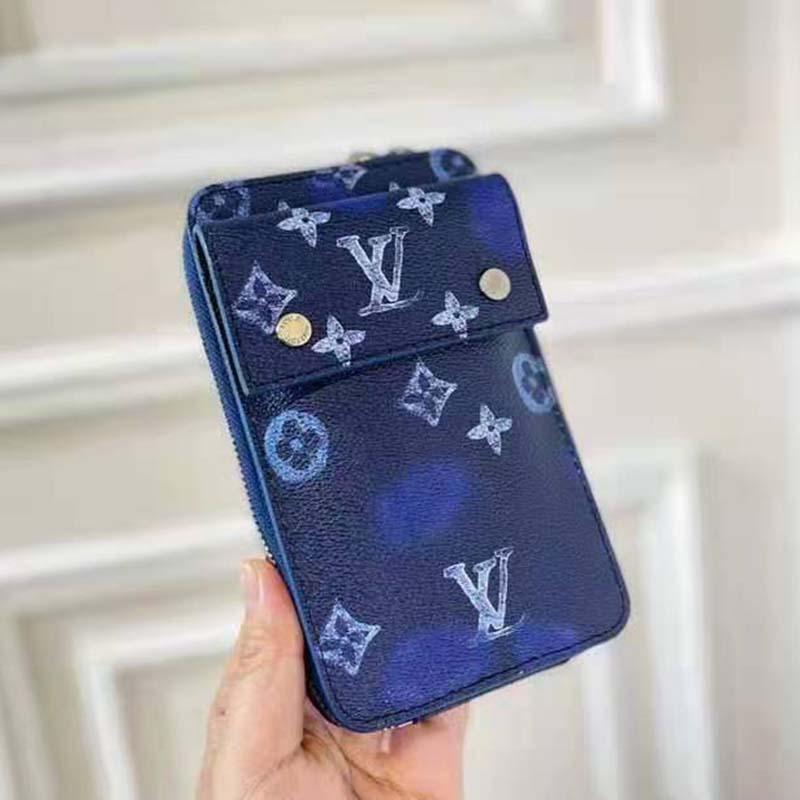 Louis Vuitton Phone Pouch Limited Edition Monogram Ink Watercolor Leather  Blue 166997172