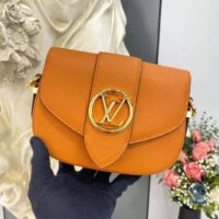 Louis Vuitton LV Women LV Pont 9 Soft MM Sienne Dorée Mocaccino Grained Calfskin Smooth Cowhide