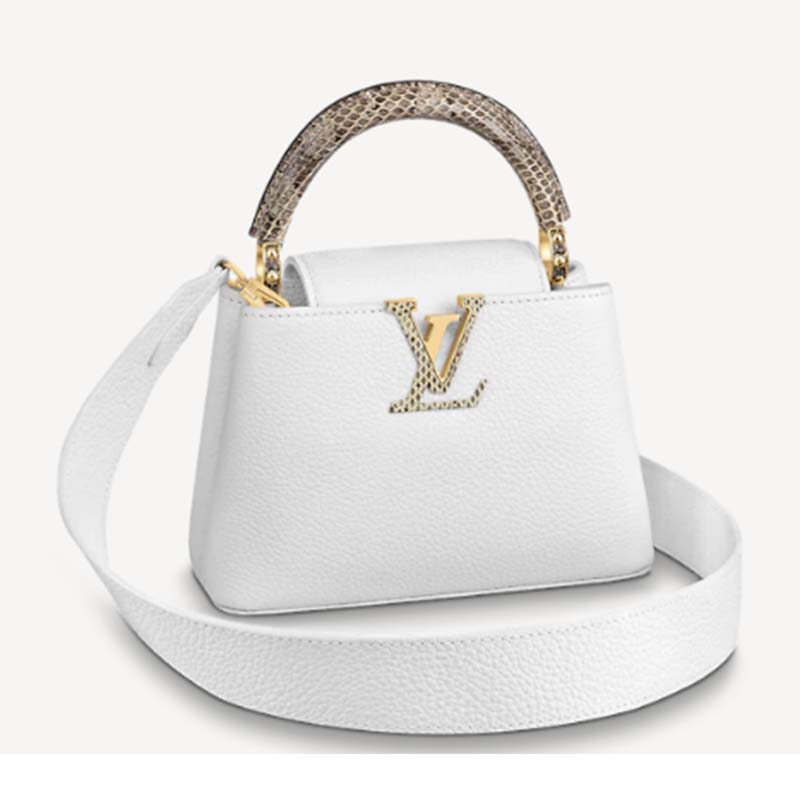 Louis Vuitton LV Women Capucines Mini Handbag White Taurillon