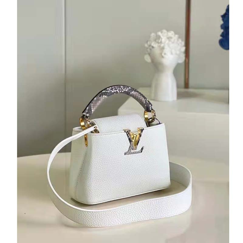 Louis Vuitton Capucines Mini Shoulder Bag White Taurillon M23718