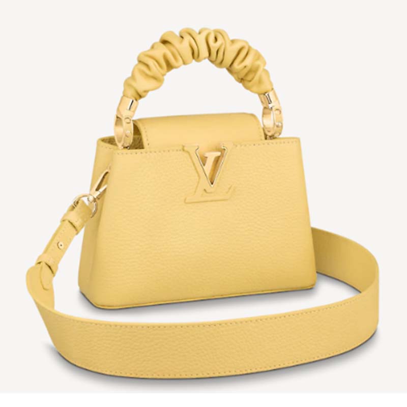 LOUIS VUITTON Louis Vuitton Capucines MINI Pink/Yellow M55987 Women's 13842  Taurillon Leather Handbag