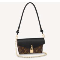 Louis Vuitton LV Women Padlock On Strap Bag Black Monogram Coated Canvas Cowhide Leather