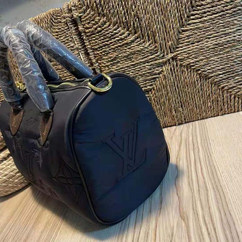 Louis Vuitton Pillow Speedy Bandouliere Bag Monogram Quilted Econyl Nylon  25 Black 1335532