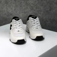 Chanel CC Women Calfskin & Mixed Fibers Sneakers White 1cm Heel (1)