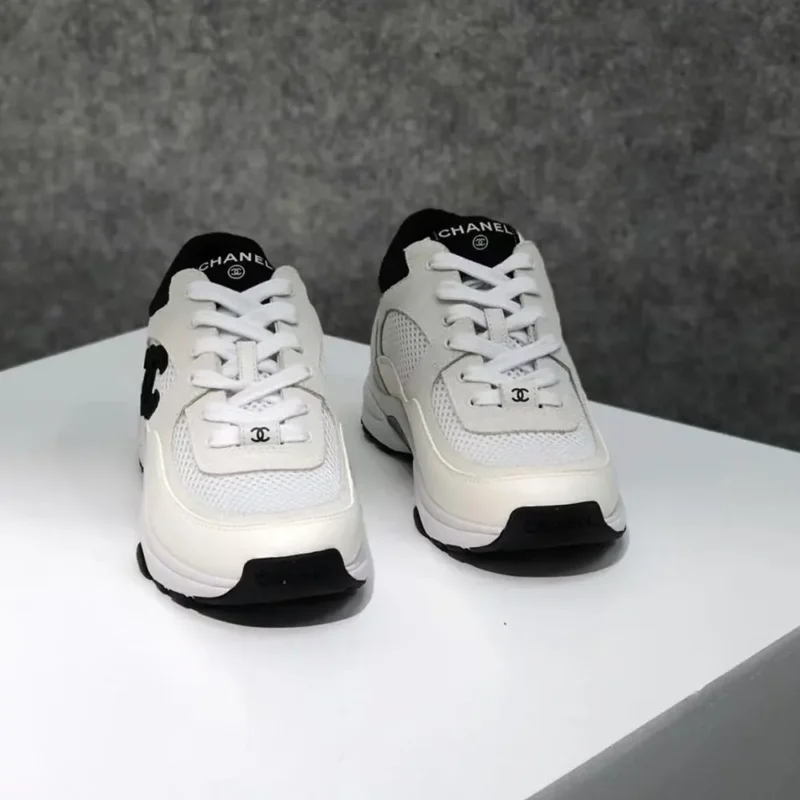 Chanel CC Women Calfskin & Mixed Fibers Sneakers White 1cm Heel