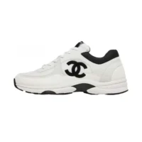 Chanel CC Women Calfskin & Mixed Fibers Sneakers White 1cm Heel (1)