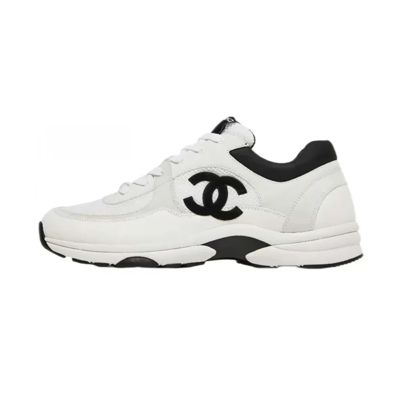 Chanel CC Women Calfskin & Mixed Fibers Sneakers White 1cm Heel