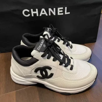 Chanel CC Women Calfskin & Mixed Fibers Sneakers White 1cm Heel