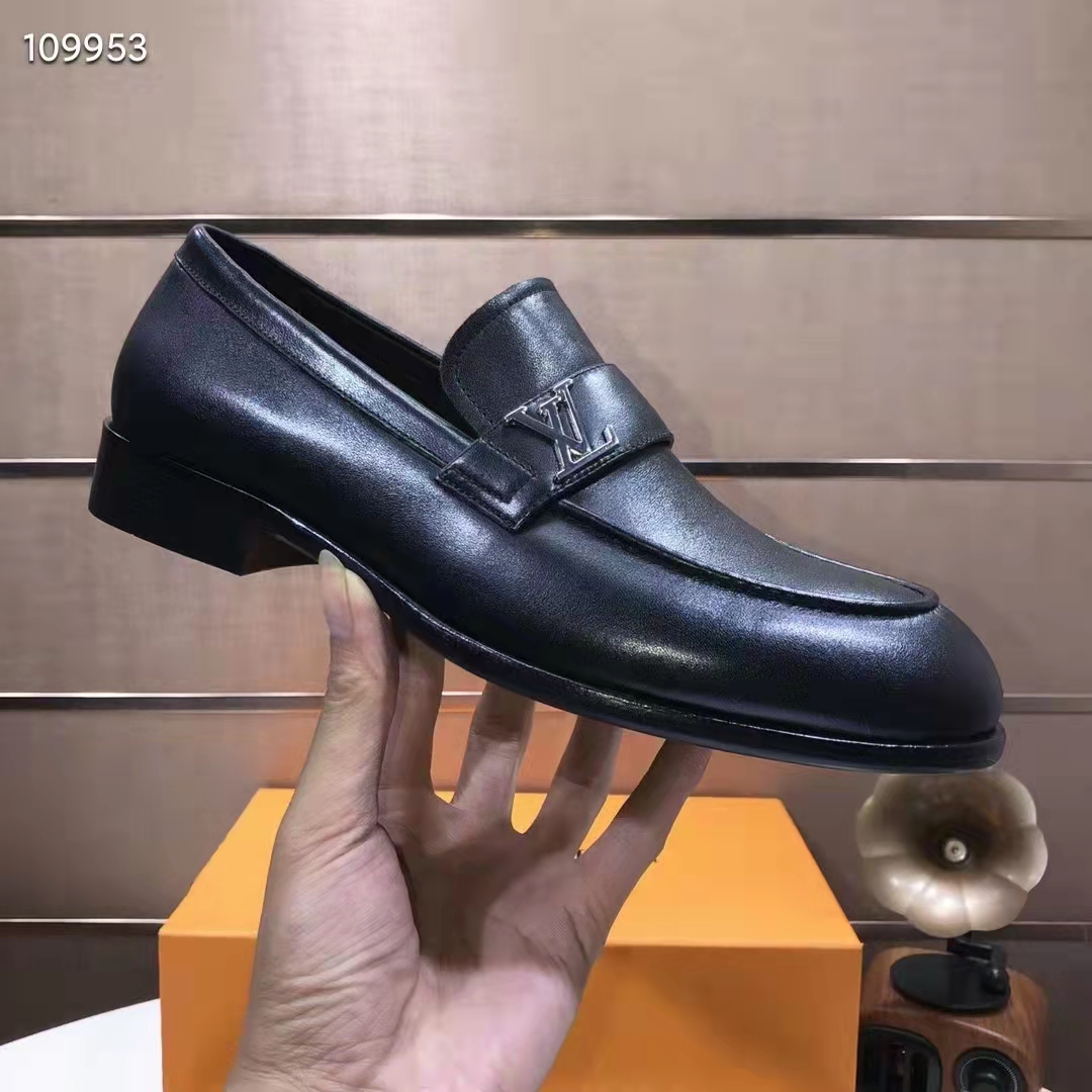 Authentic Louis Vuitton Men's Black Calf Leather Buckle Loafers