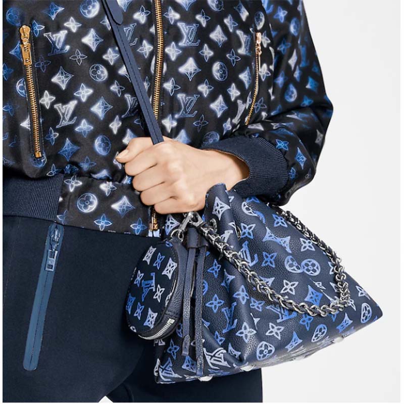 Louis Vuitton Bella Bag Navy Blue Mahina Calfskin With Silver Color Ha –  EliteLaza