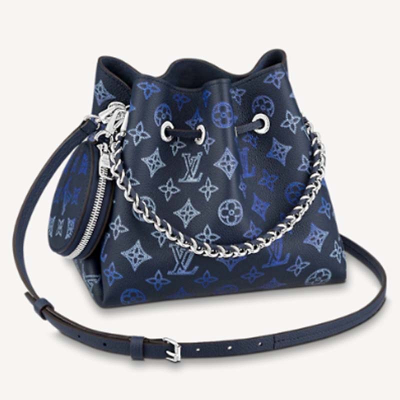 Louis Vuitton Bella Bag Navy Blue Mahina Calfskin With Silver Color Ha –  EliteLaza