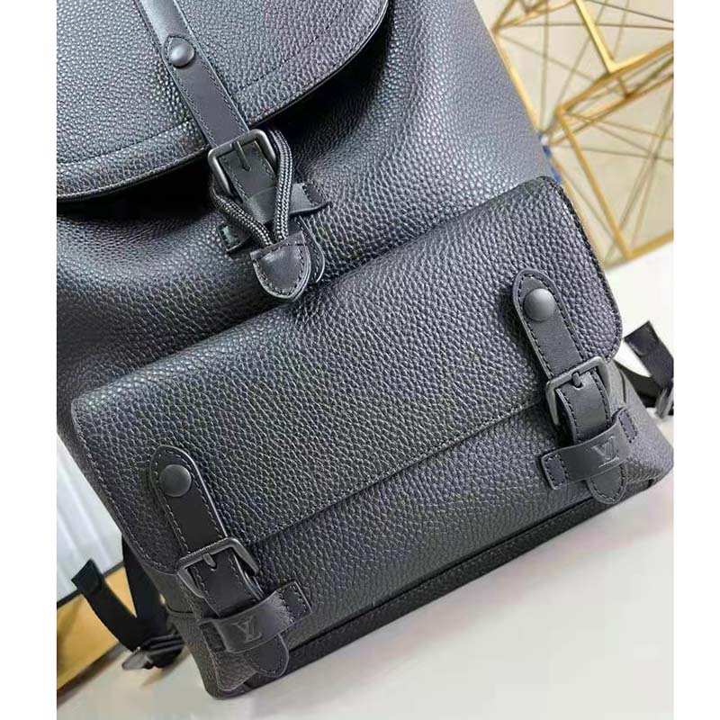 Louis Vuitton Taurillon Christopher Slim Backpack - Black