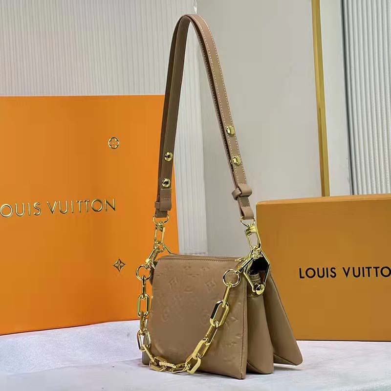 Louis Vuitton Camel Monogram Embossed Lambskin Leather Pochette