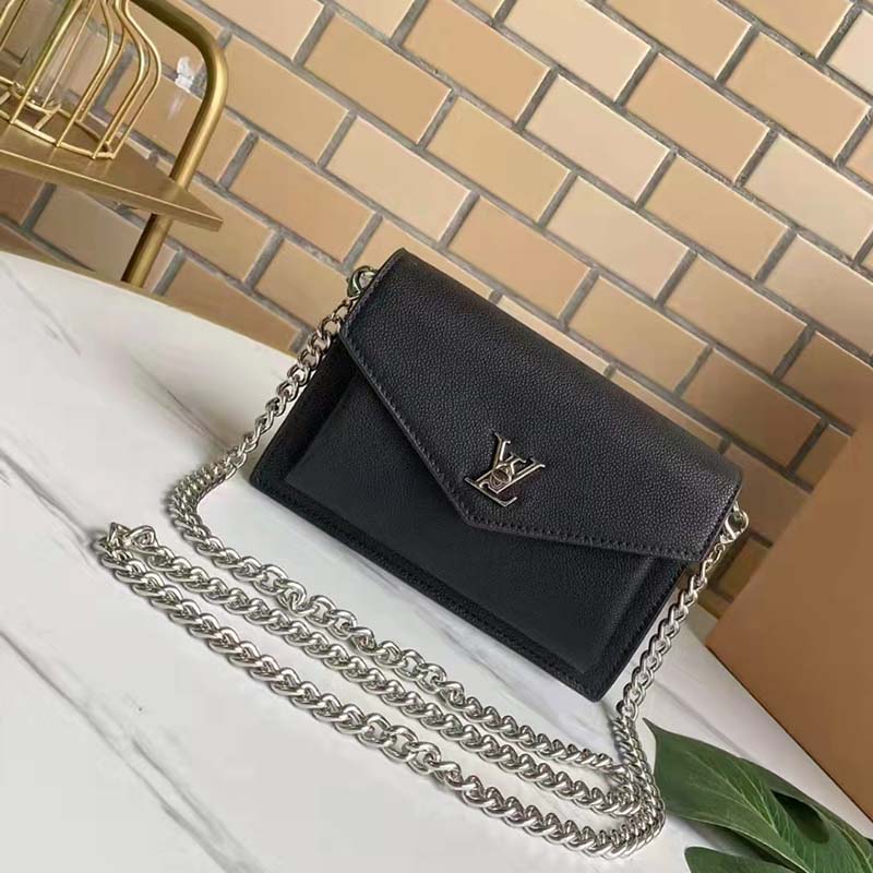 Louis Vuitton Soft Calfskin My Lockme Chain Pochette Black