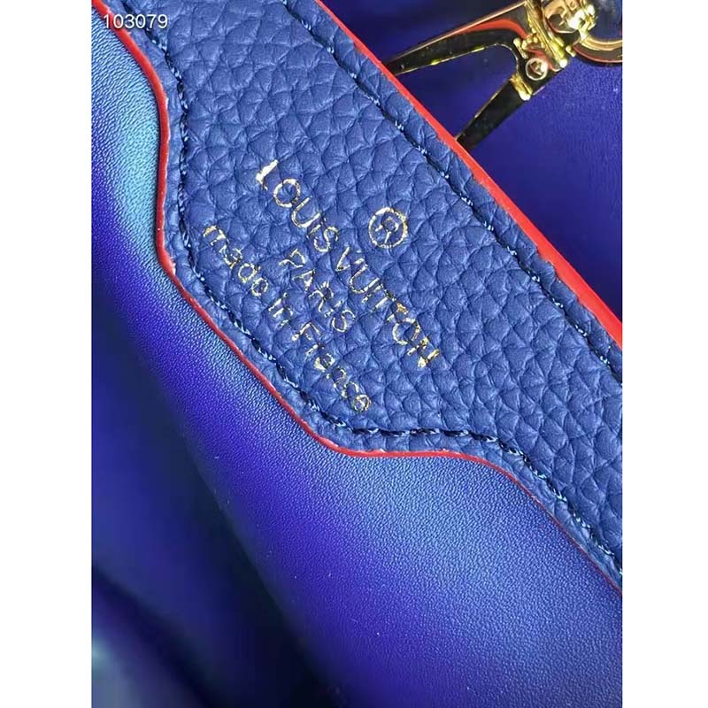 Louis Vuitton LV Women Capucines MM Handbag Navy Blue Red