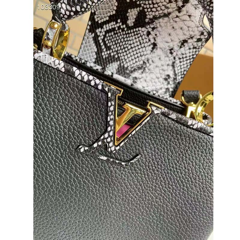 Louis Vuitton Python-Trimmed Taurillon Capucines Mini w/ Strap - Black Mini  Bags, Handbags - LOU660369