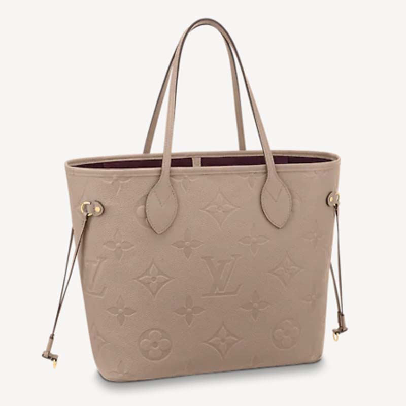 Louis Vuitton Neverfull MM Pale Beige in Grained Cowhide Leather with  Gold-tone - GB