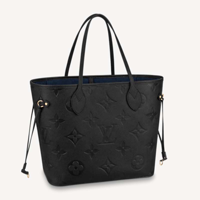 Louis Vuitton LV Women Neverfull MM Tote Black Embossed Cowhide Leather -  LULUX