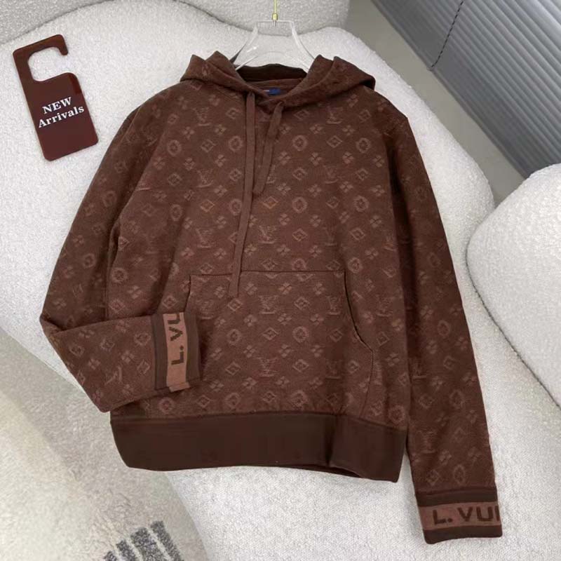Louis vuitton brown unisex hoodie for men women lv luxury brand clothing  clothes outfit 206 hdlux