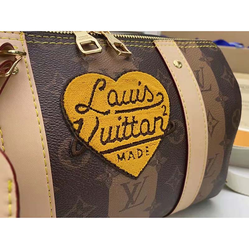 Louis Vuitton x Nigo City Keepall Monogram Stripes Brown in Coated