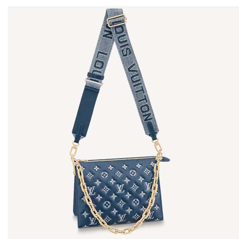 Louis Vuitton LV Unisex Coussin PM Handbag Navy Blue Denim-Printed ...