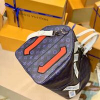 Louis Vuitton LV Unisex Keepall Bandoulière 50 Travel Bag Blue Monogram Canvas (9)