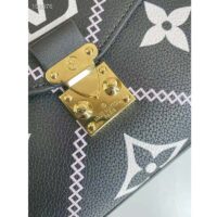 Louis Vuitton LV Unisex Pochette Metis Bag Black Embroidered Embossed Supple Grained Cowhide (10)