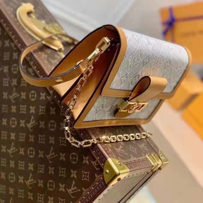 Louis Vuitton LV Women Dauphine MM Handbag Ecru Caramel Since 1854 Jacquard  - LULUX
