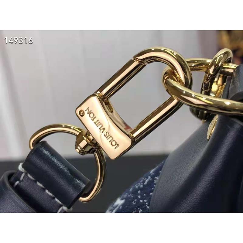 Louis Vuitton Loop Baguette Handbag Denim Jacquard Navy Blue in