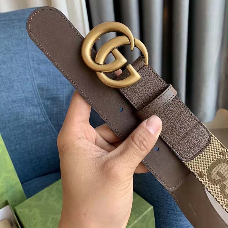 Gucci GG Marmont Jumbo GG Wide Belt in Brown