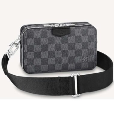 Louis Vuitton LV Unisex Alpha Wearable Wallet Damier Graphite Coated Canvas Cowhide