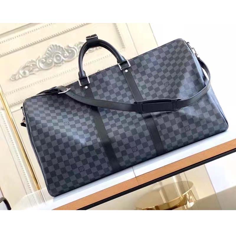 Louis Vuitton LV Unisex Keepall Bandoulière 55 Travel Bag Grey Damier  Graphite Canvas - LULUX
