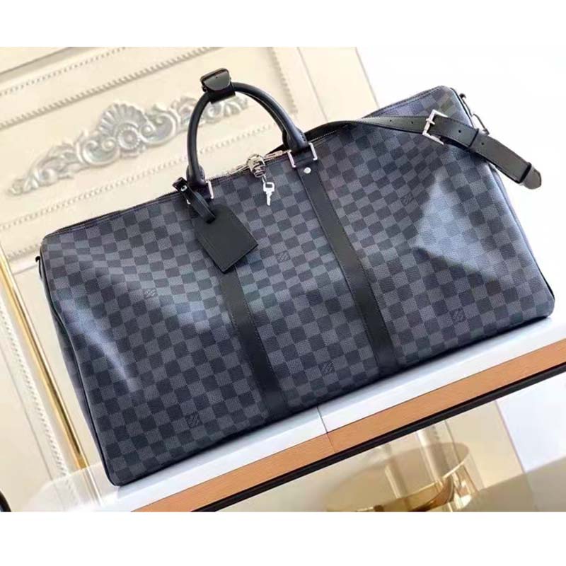 Bolsa de viaje Louis Vuitton Greenwich modelo pequeño en lona Monogram y  cuero negro, Gray Louis Vuitton Damier Graphite Keepall Bandouliere 55  Travel Bag