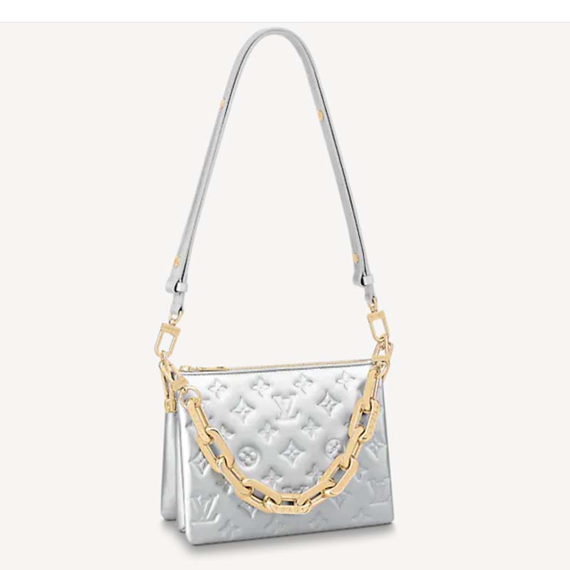 Louis Vuitton Silver Monogram Embossed Puffy Lambskin Coussin PM - Layaway  60 Days in 2023