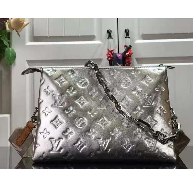 Louis Vuitton Silver Monogram Embossed Puffy Lambskin Coussin PM - Layaway  60 Days in 2023