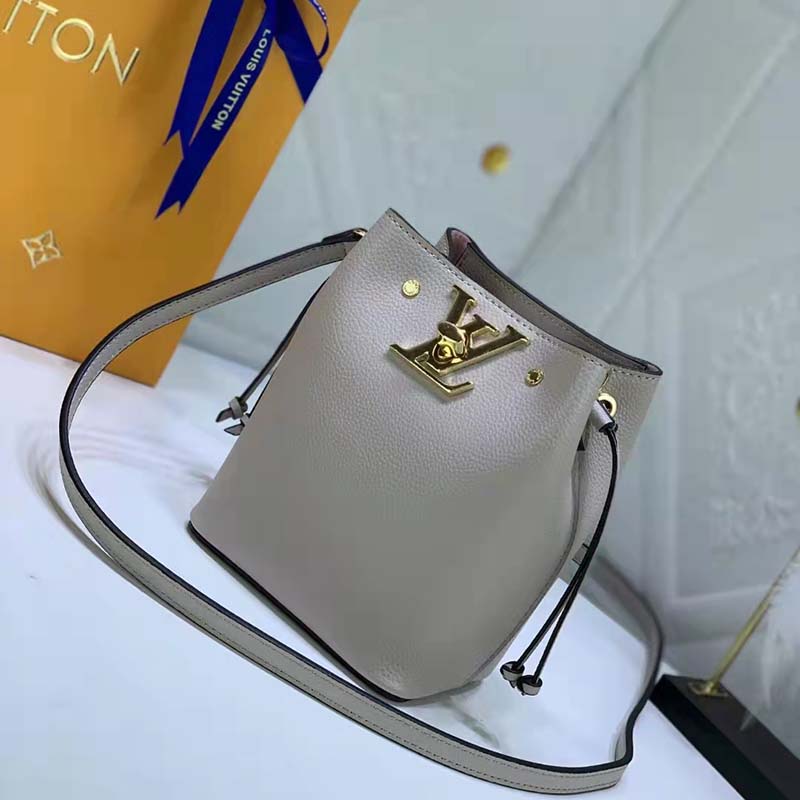 Louis Vuitton Greige Nano Lockme Bucket Bag