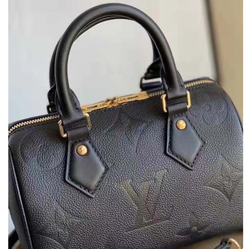 Louis Vuitton LV Women Speedy Bandoulière 20 Black Embossed