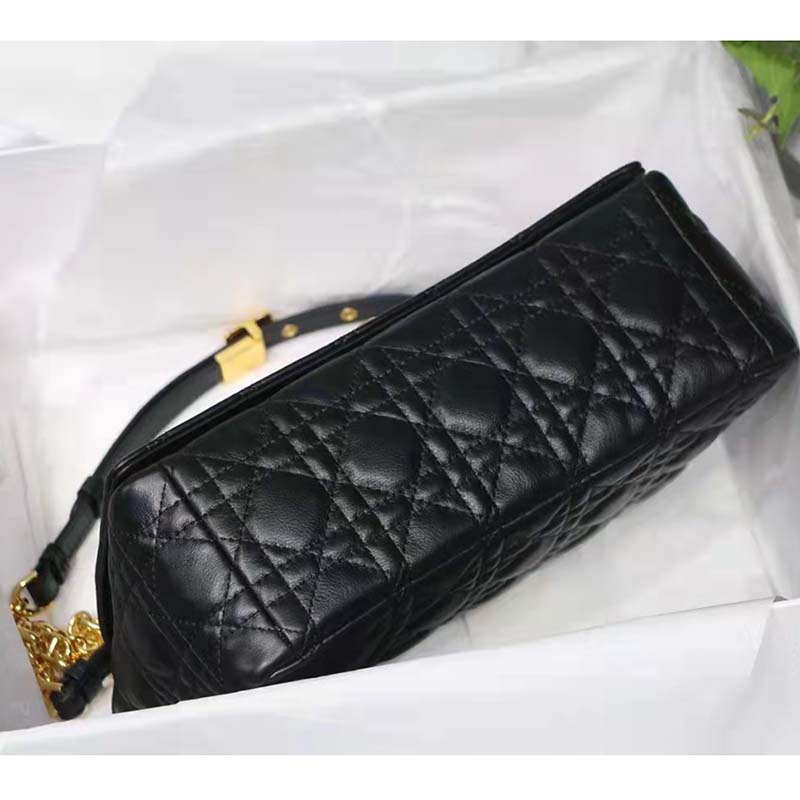 Dior - Medium Dior Caro Bag Black Supple Cannage Calfskin - Women