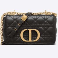 Dior Women CD Small Dior Caro Bag Black Supple Cannage Calfskin (12)