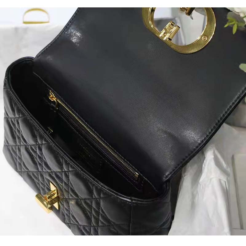 Dior Small Dior Caro Bag Black Supple Cannage Calfskin