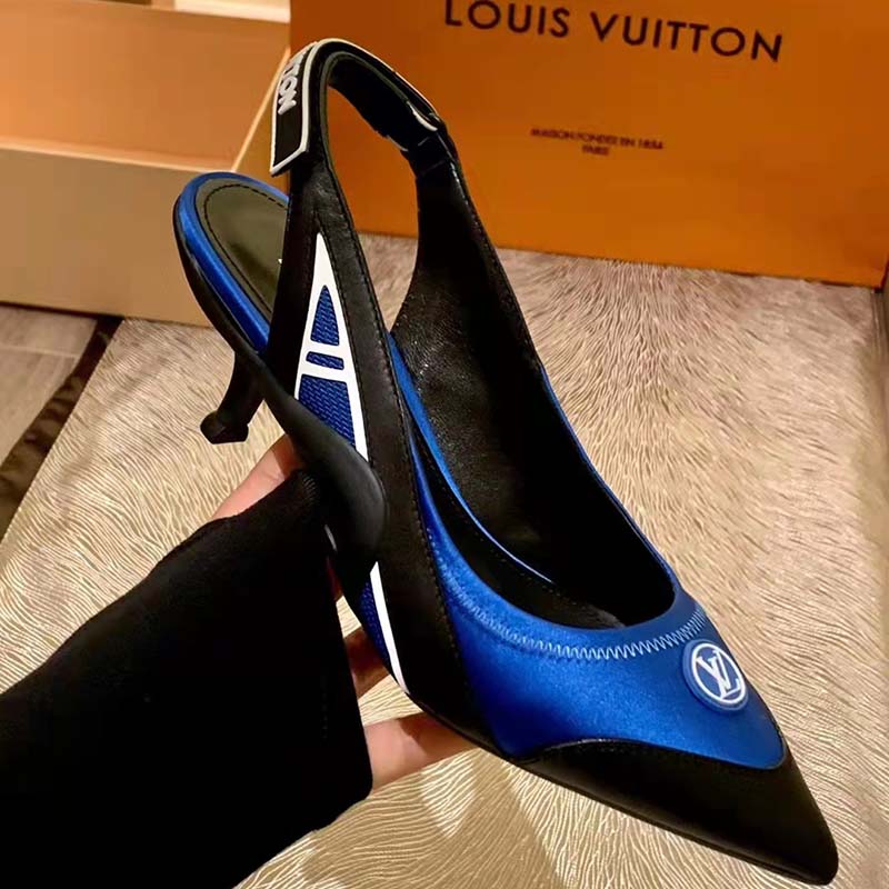 Louis Vuitton Women's Archlight Slingback Pumps Leather and Fabric Blue  1952205