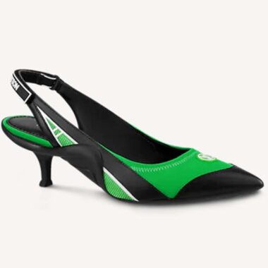 Louis Vuitton Women Archlight Slingback Pump Green Technical Satin Calf Leather