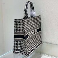 Dior Women Book Tote Black and White Houndstooth Embroidery (1)