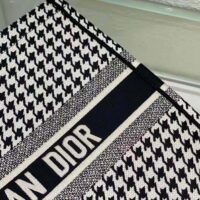 Dior Women Book Tote Black and White Houndstooth Embroidery (1)