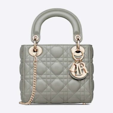 Dior Women CD Mini Lady Dior Bag Gray Cannage Lambskin